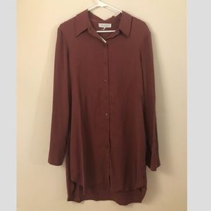 Wayf - Shirt Dress (Knee length) in Red (Burgandy)